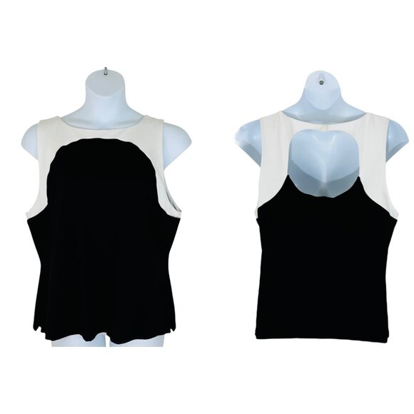 Halogen Women's Size XXL Colorblock Cutout Black White Tank Top - Picture 1 of 6